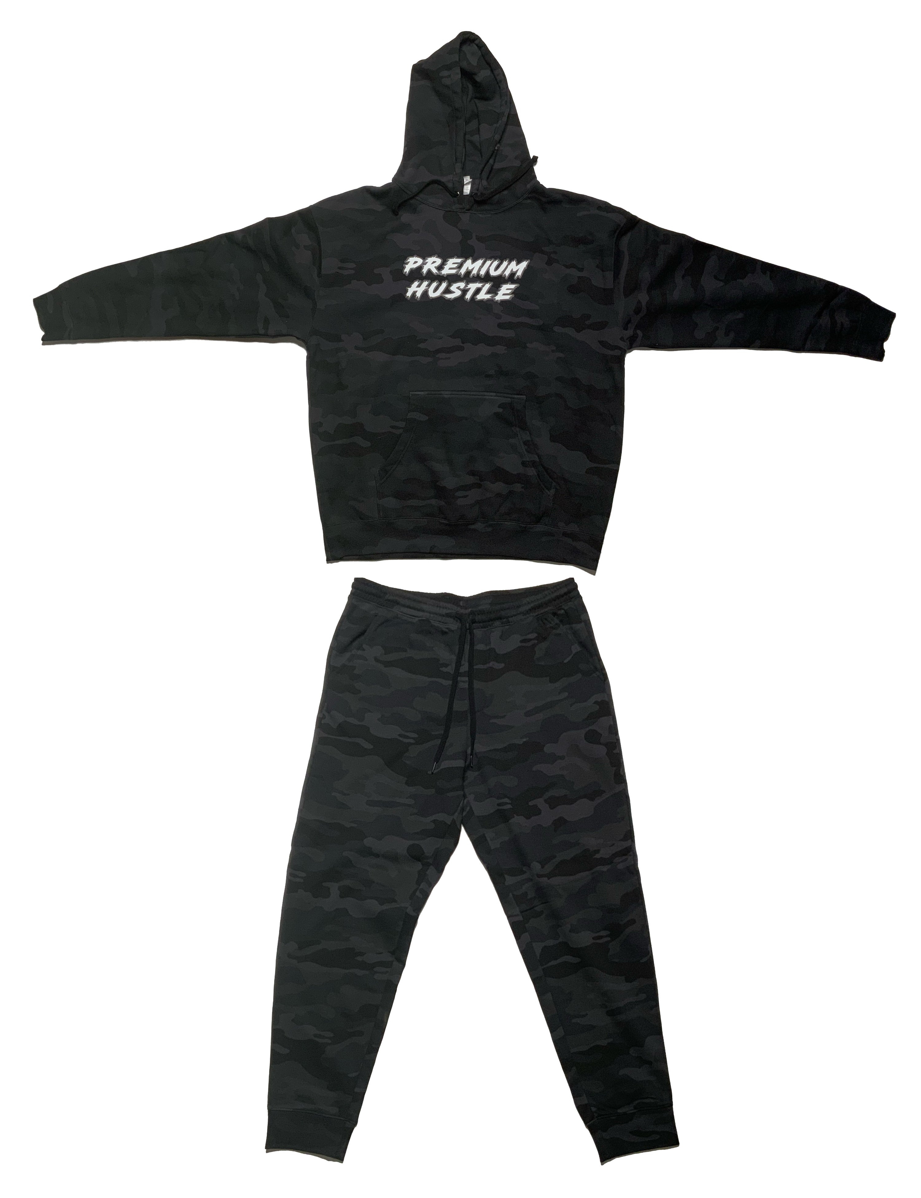 Premium Hustle Black Camo Sweatsuit